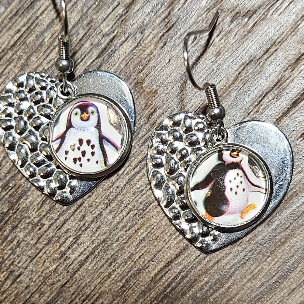 Lisa Frank Silver Pemguin Earrings